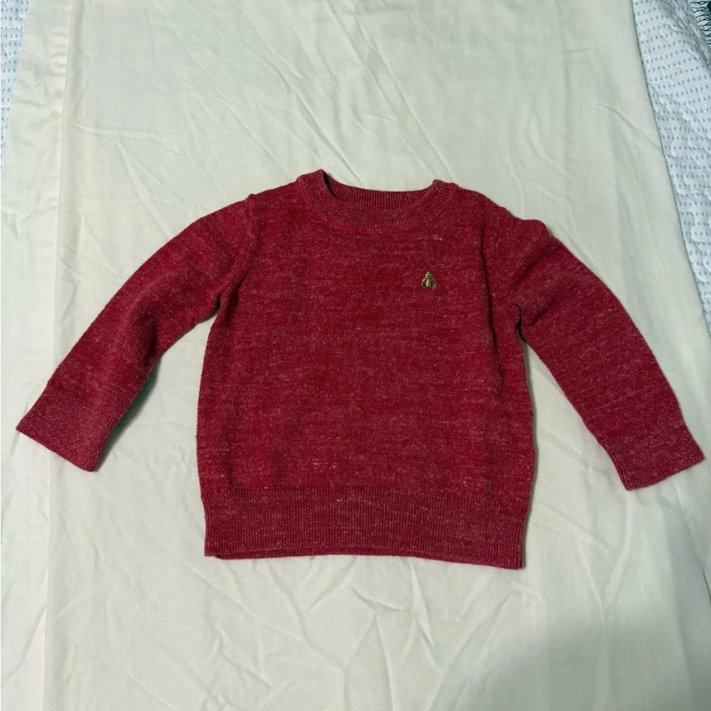 GAP Red Kids Crewneck Sweater with Gold Bear Pin